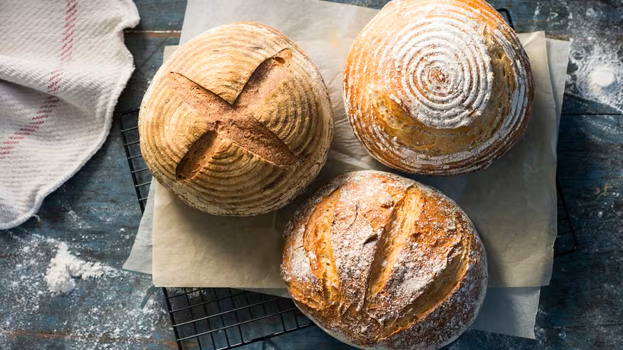 Freshly baked sourdough loaf